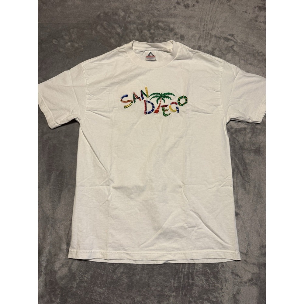 Alstyle Apparel T-Shirt Men Large White San Diego Embroidered Vintage California